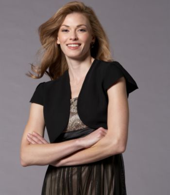 SL Fashions Women's Petal Sleeve Bolero Jacket - Black