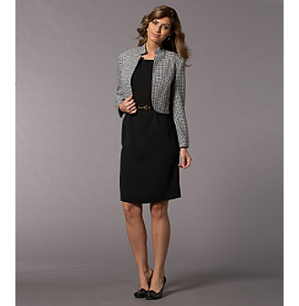 UPC 689886952575 product image for Jessica Howard® 2-pc. Dress and Jacket Set - Black/White | upcitemdb.com