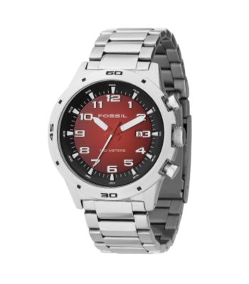 Fossil® Men's Stainless Steel Sport Dial Watch - Red Degrade