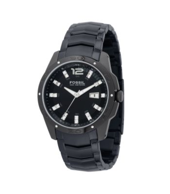 Fossil® Men's Black Ion Plated Stainless Steel Glitz Watch Dial - Black