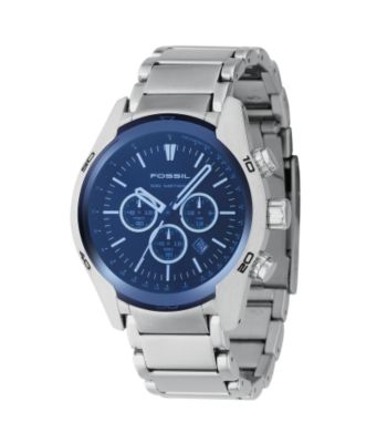 Fossil® Men's Stainless Steel Chronograph Dial Watch - Blue Crystal