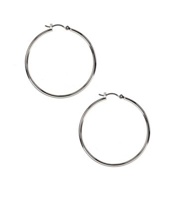 Nine West® Medium Silvertone Rounded Click It Hoop Earrings