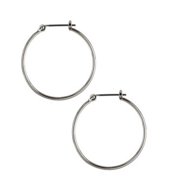 Nine West® Large Polished Silvertone Click It Hoop Earrings