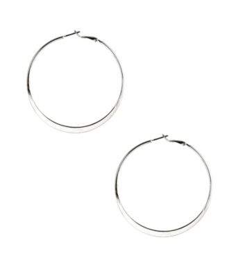 Nine West® Small Silvertone Flat Hoop Earrings