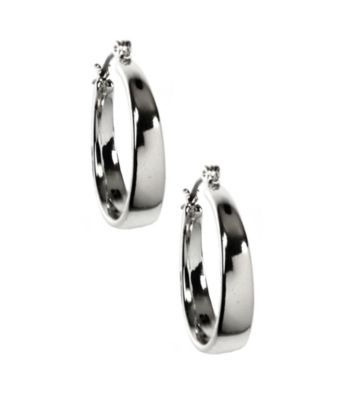 Nine West® Medium Tapered Silvertone Click It Hoop Earrings