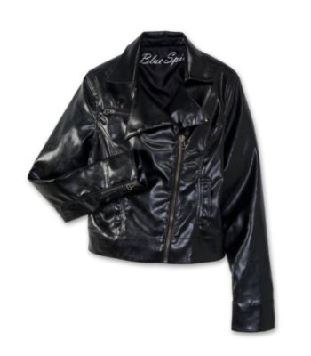 Blue Spice Juniors' Asymmetrical Zipper Motorcycle Jacket - Black