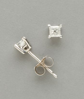 14K White Gold .25 ct. t.w. Princess Cut Diamond Stud Earrings