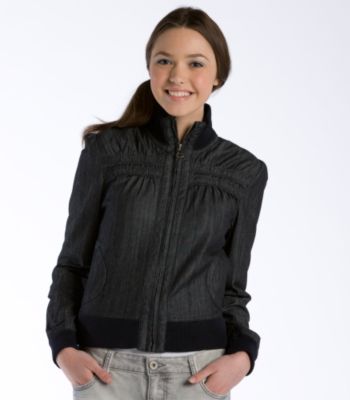 Blue Spice Juniors' Shirred-Yoke Jacket - Denim