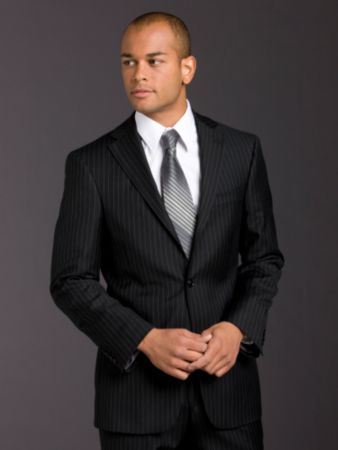 Kenneth Roberts Platinum® Men's Suit Separate Coat - Black Pin Stripe