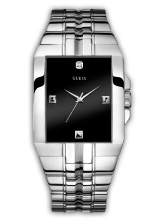 Guess Men's Steel Black Diamond Dial Bracelet Watch