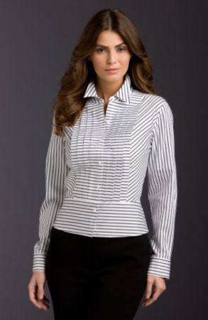 Jones New York Signature® Women's Striped Peplum Blouse - Black/Sugar
