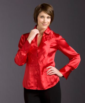 Jones New York Signature® Women's Silk Charmeuse Blouse - Candy Red