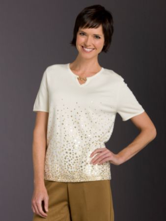 Alfred Dunner® Women's Foil Dot Sweater - Ivory