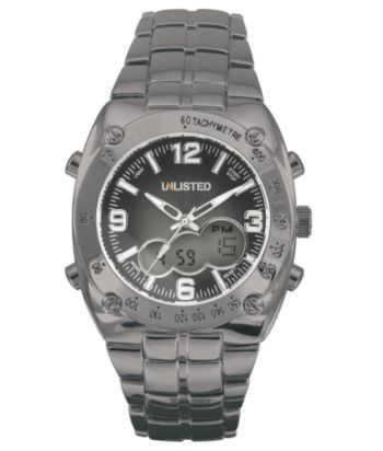 Unlisted by Kenneth Cole® Men's Gunmetal IP Ana-Digital Bracelet Watch