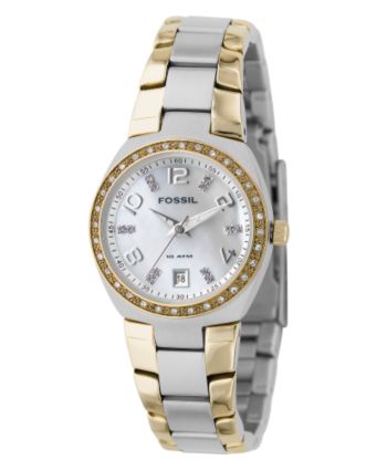 Fossil® Two-Tone Silver Dial Glitz Watch