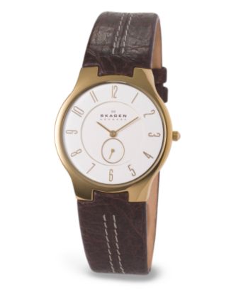 Skagen Denmark Men's Brown Leather Steel Watch