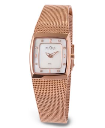Skagen Denmark Women's Square Slim Rose Gold Watch