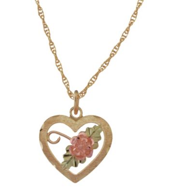 Black Hills Gold Tricolor 10K Dakota Rose Heart Pendant