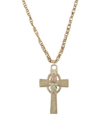 Black Hills Gold Tricolor 10K Gold Cross Pendant