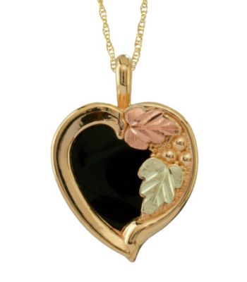 Black Hills Gold Tricolor 10K Onyx Heart Pendant