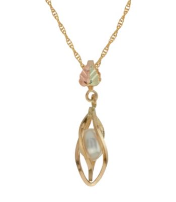 Black Hills Gold 10K Caged Pearl Pendant