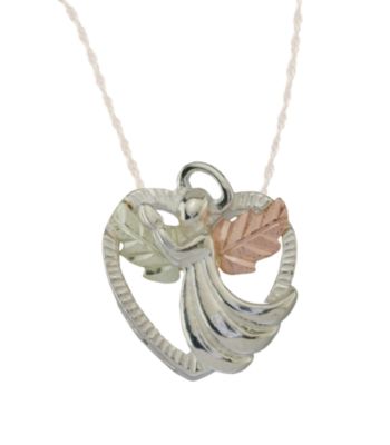 Black Hills Gold Tricolor Sterling Silver Angel Heart Pendant