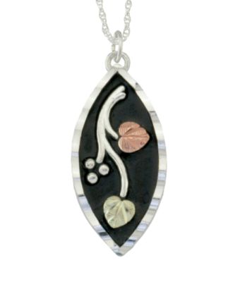 Black Hills Gold Tricolor Sterling Silver Antiqued Pendant