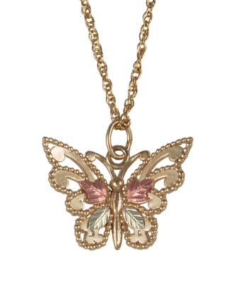 Black Hills Gold Tricolor 10K Butterfly Pendant