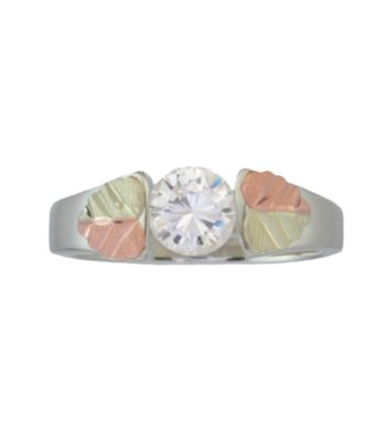Black Hills Gold Tricolor Sterling Silver Cubic Zirconia Ring
