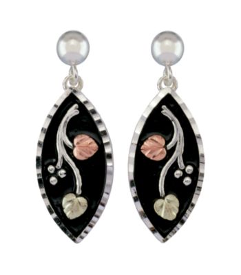Black Hills Gold Tricolor Sterling Silver Antiqued Earrings