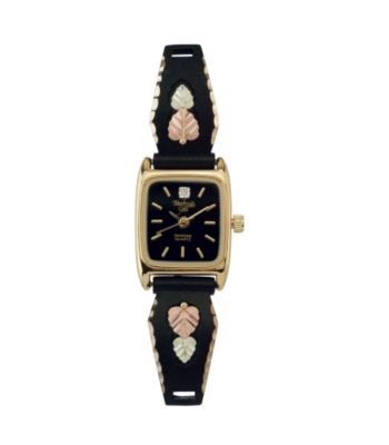 Black Hills Gold Tricolor Women's Black Powder-Coated Watch