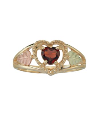Black Hills Gold 10K Garnet Heart Ring