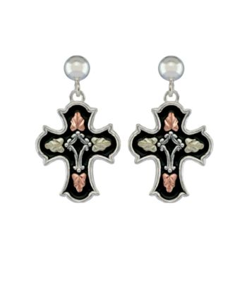 Black Hills Gold Antiqued Cross Earrings