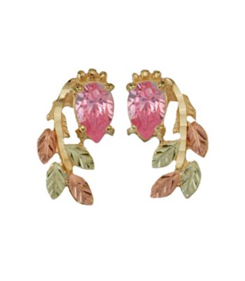 Black Hills Gold 10K Pink Cubic Zirconia Earrings