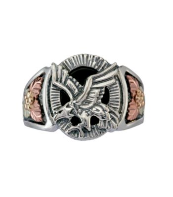 Black Hills Gold Men's Eagle Onyx Ring