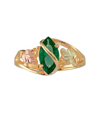Black Hills Gold 10K Mount St. Helens Emerald Obsidianite Ring