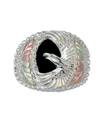 Black Hills Gold Men's Eagle Onyx Ring