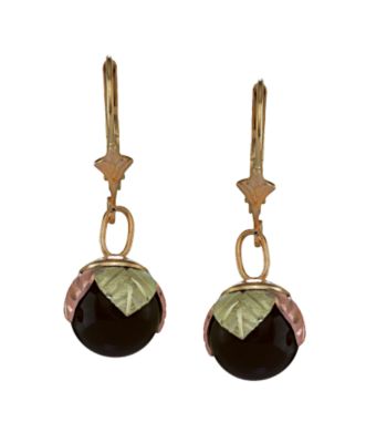 Black Hills Gold 10K Onyx Ball Earrings
