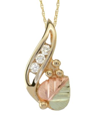 Black Hills Gold 10K Three Diamond Pendant