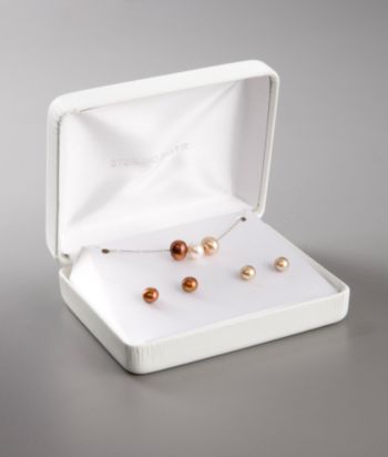 Pearl Pendant and Earrings Box Set - Champagne, White & Chocolate