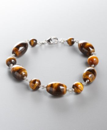 Women's Genuine Stone Tiger-Eye Bracelet