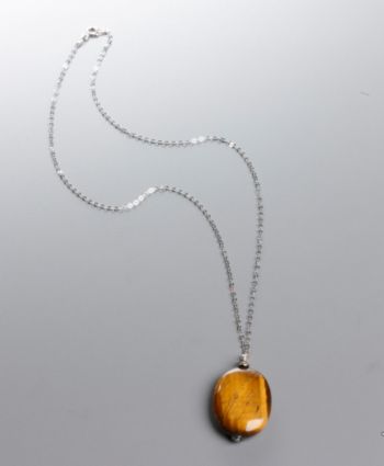 Women's Genuine Stone Tiger's Eye Pendant Necklace