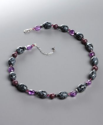 Women's Purple Genuine Stone & Crystal Necklace