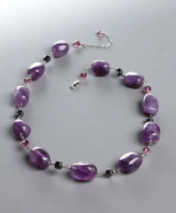Women's Genuine Stone Amethyst Crystal Necklace
