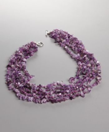 Women's Multi-Strand Genuine Stone Amethyst Toggle Necklace