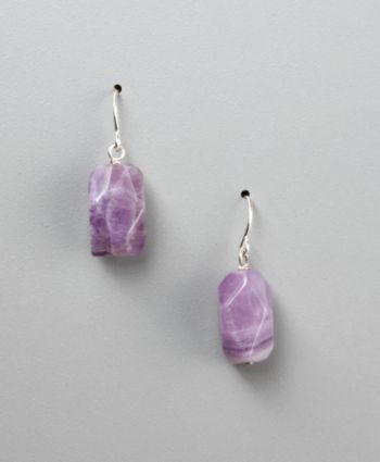 Women's Genuine Stone Amethyst Fish Hook Earrings