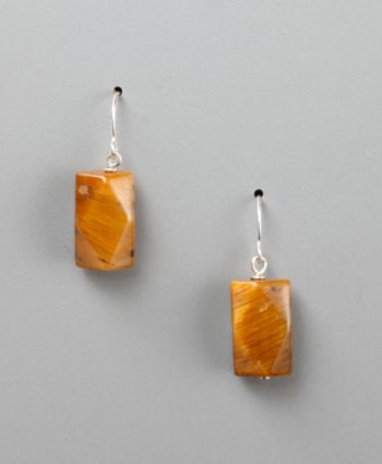 Women's Genuine Stone Tiger's-Eye Fish Hook Earrings