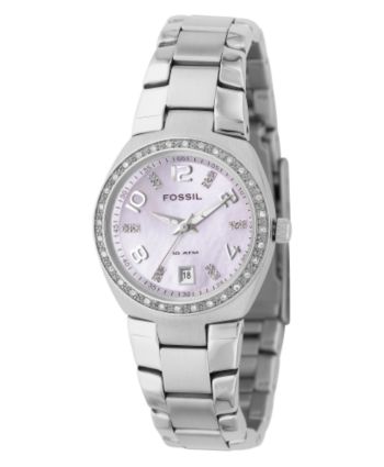 Fossil® Mother-of-Pearl Stainless Steel Glitz Watch - Pink
