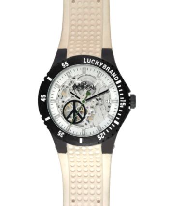 Lucky Brand Men's Cream Rubber Strap Peace Dial Watch