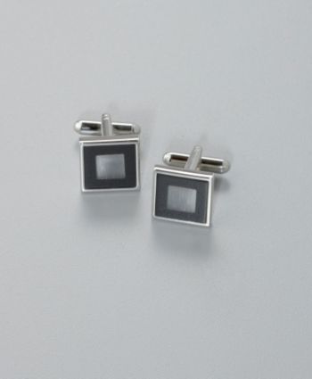 Kenneth Roberts Platinum® Men's Fiber Optic Square Cuff Link - Black/White